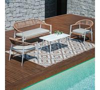 Moia Greenwood Set Milano Bianco Alluminio Wicker 4 Posti