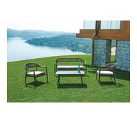 Moia Greenwood Set Milano in Alluminio Antracite e Wicker Grigio - Salotto Giardino con 2 Poltrone, Divano 2 Posti e Tavolino