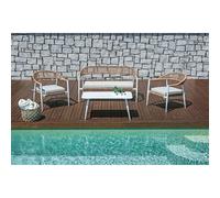 Moia Greenwood Set Milano in Alluminio Bianco e Wicker Corda - Salotto Giardino con 2 Poltrone, Divano 2 Posti e Tavolino