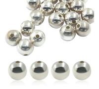 Moicstiy 20 perline in argento Sterling 925, 8 mm, lisce distanziatori, perline rotonde per la creazione di gioielli artigianali