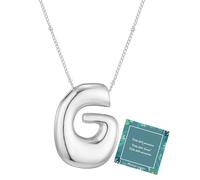Moiegouct Collana placcata oro 14 K con lettera bolla 3D con iniziale e catena di perline nome personalizzato gioielli per le donne, G, Ottone, Nessuna pietra preziosa