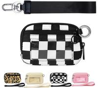 Moilkooe The Iris, portafoglio da donna Mini Gen, custodia da polso con cerniera e finestra per documenti, in nylon impermeabile, portachiavi da donna, Nero e bianco, Taglia unica, Americano
