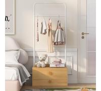 Moimhear Appendiabiti 70 x 55 x 168 cm, colore legno, con 2 cassetti, maniglie a forma di stella e grandi ganci appendiabiti