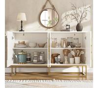 Moimhear Armadietto per sala da pranzo, soggiorno, design unico, porta armadio, armadio indipendente, porta rotonda con anello di trazione (bianco)