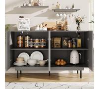 Moimhear Armadietto per sala da pranzo, soggiorno, design unico, porta dell'armadio, armadio indipendente, semplice credenza (grigio)