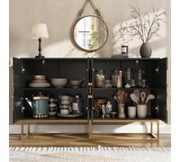 Moimhear Armadietto per sala da pranzo, soggiorno, design unico, porta dell'armadio, armadio indipendente, porta rotonda con anello di trazione (nero)