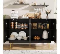 Moimhear Armadietto per sala da pranzo, soggiorno, design unico, porta dell'armadio, armadio indipendente, semplice credenza (nero)