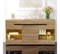 Moimhear Credenza a LED moderna per soggiorno, credenza, 3 ante, 3 cassetti, cassettiera moderna con molto spazio per la vostra zona giorno