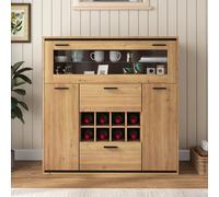Moimhear Credenza, elegante armadietto per vino con doppie porte, scaffale in vetro e supporto per vino - Perfetta conservazione in un'elegante credenza.
