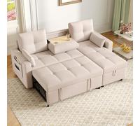 Moimhear Divano a L modulare, estensibile, con vano portaoggetti, beige