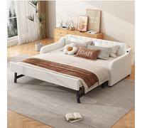 Moimhear Divano letto imbottito 90/180x200 cm con letto estraibile, con porta USB, con rete a doghe (beige, Stile 1, 90/180x200 cm)