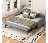 Moimhear Divano letto imbottito 90/180x200 cm con letto estraibile, con porta USB, con rete a doghe (grigio, Stile 1, 90/180x200 cm)