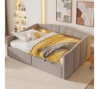 Moimhear Divano letto imbottito con supporto idraulico, con rete a doghe e braccioli, letto matrimoniale, tessuto di velluto delicato sulla pelle (grigio chiaro, 140 x 200 cm)