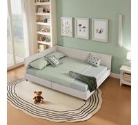 Moimhear Divano letto, letto imbottito, morbido velluto delicato sulla pelle, struttura ad angolo a L, robuste stecche di eucalipto e ferro, senza materasso (Beige, 160x200cm)