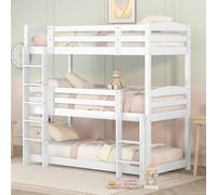 Moimhear Letto a tre piani in legno per bambini (90 x 200 cm) (bianco), WX000112-CL