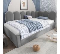 Moimhear Letto imbottito, 90 x 200 cm, divano letto con letto estraibile 90 x 190 cm, lettino con rete a doghe, velluto, senza materasso (grigio)