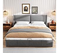 Moimhear Letto imbottito, a forma di orecchio, testa del cuscino, letto matrimoniale, letto funzionale idraulico (180 x 200 cm)