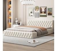 Moimhear Letto matrimoniale per ragazzi 140 x 200 cm, in velluto delicato sulla pelle (bianco)