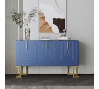 Moimhear Moderna credenza a 3 ante con ripiani regolabili, ante a forma di U e maniglie in metallo e base per sala da pranzo e cucina (blu navy)