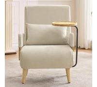 Moimhear Poltrona di conversione 3 in 1 con funzione di sonno, con vassoio in legno, sedia pieghevole imbottita, seduta imbottita, poltrona lounge, letto singolo, adatta per soggiorno, camera da letto