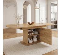 Moimhear Tavolo da pranzo ovale allungabile, 140/200 x 80 x 75 cm (lunghezza x larghezza x altezza), con vano portaoggetti, tavolo da caffè per il tempo libero, tavolo da pranzo salvaspazio, con