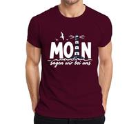 Moin Sagen wir bei uns Leuchtturm Statement, maglietta da uomo, bordeaux, XXL