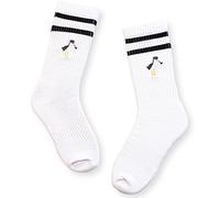 Moin Socks Calzini da tennis bianchi con ricami gabbiani e strisce nere unisex, bianco, 41-46