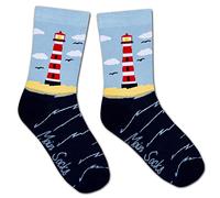 Moin Socks Calzino faro con spiaggia e onde, unisex, Multicolore, 41-46