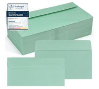 moinkerin 100 Pezzi buste per lettere senza finestra, formato DIN lungo, 220 x 110 mm, 120 g/m², Verde, incollaggio a umido, per inviti, matrimoni, compleanni, auguri di Natale