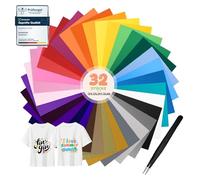 moinkerin 32 Colori Vinile Termoadesivo per Tessuti con Pinzette 30.5X20.5cm Termovinile per Tessuti per Tutte le Macchine da Taglio per T-Shirt Capi di Abbigliamento Cappelli9 (32 Pezzi)