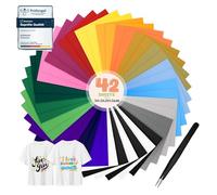 moinkerin 42 Pezzi Vinile Termoadesivo per Tessuti con Pinzette 30.5X20.5cm Termovinile per Tessuti per Tutte le Macchine da Taglio per T-Shirt Capi di Abbigliamento Cappelli9 (20 Colori)