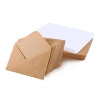moinkerin 50 Pezzi A6 Carta Kraft 10.5X14.8CM 250g/m²Cartoncino Kraft A6 Con 50 Pezzi C6 Busta Cartoline Vuote per il fai da te, Inviti di Nozze, Biglietti di Ringraziamento