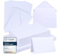 moinkerin 50 Pezzi A6 Carta Kraft 250g/m² Bianco Con 50 Pezzi C6 Busta Cartoline Vuote 120g/m² per il fai da te, inviti di Nozze, Biglietti di Ringraziamento
