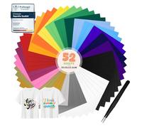 moinkerin 52 Pezzi Vinile Termoadesivo per Tessuti con Pinzette 30.5X25.4cm Termovinile per Tessuti per Tutte le Macchine da Taglio per T-Shirt Capi di Abbigliamento Cappelli9 (20 Colori)