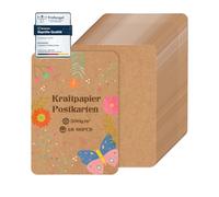 moinkerin 60 Pezzi A6 Carta Kraft 10.5X14.8CM 300g/m²Stampabile Cartoncino Kraft A6 Cartoline Vuote per il fai da te, inviti di Nozze, Biglietti di Ringraziamento