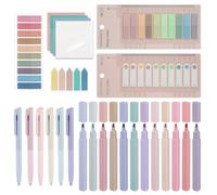 moinkerin 900 Pezzi Segnapagina Adesivi con 12 Pezzi Evidenziatori con 6 pezzi Penna a Inchiostro Gel per Segnalibri, Studio, Ufficio, Scuola Planner Memo