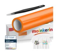 moinkerin Arancione Vinile Termoadesivo per Tessuti con Pinza Acciaio Inox 30.5x200cm + Termovinile per Tessuto PVC per Magliette DIY e Altri Tessile