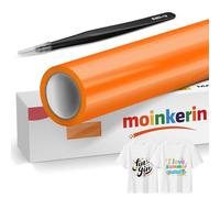 moinkerin Arancione Vinile Termoadesivo per Tessuti con Pinza Acciaio Inox 30.5x200cm + Termovinile per Tessuto PVC per Magliette DIY e Altri Tessile