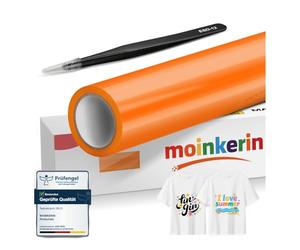 moinkerin Arancione Vinile Termoadesivo per Tessuti con Pinza Acciaio Inox 30.5x200cm + Termovinile per Tessuto PVC per Magliette DIY e Altri Tessile