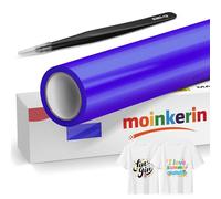moinkerin Blu Reale Vinile Termoadesivo per Tessuti con Pinza Acciaio Inox 30.5x200cm + Termovinile per Tessuto PVC per Magliette DIY e Altri Tessile