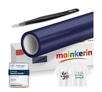 moinkerin Blu Scuro Vinile Termoadesivo per Tessuti con Pinza Acciaio Inox 30.5x200cm + Termovinile per Tessuto PVC per Magliette DIY e Altri Tessile