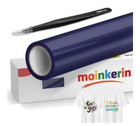 moinkerin Blu Scuro Vinile Termoadesivo per Tessuti con Pinza Acciaio Inox 30.5x400cm + Termovinile per Tessuto PVC per Magliette DIY e Altri Tessile