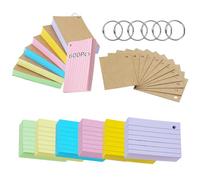 moinkerin Flashcards 600 Pezzi 5 * 2.9 Inch Multicolore Carte Indice Schede Record con 6 anelli per Raccoglitori 12 Cartoline in Carta kraft per l'Apprendimento in Ufficio a Scuola artoncini