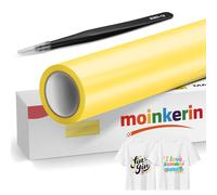 moinkerin Giallo Vinile Termoadesivo per Tessuti con Pinza Acciaio Inox 30.5x200cm + Termovinile per Tessuto PVC per Magliette DIY e Altri Tessile
