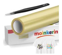 moinkerin Oro Vinile Termoadesivo per Tessuti con Pinza Acciaio Inox 30.5x200cm + Termovinile per Tessuto PVC per Magliette DIY e Altri Tessile