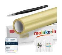 moinkerin Oro Vinile Termoadesivo per Tessuti con Pinza Acciaio Inox 30.5x200cm + Termovinile per Tessuto PVC per Magliette DIY e Altri Tessile
