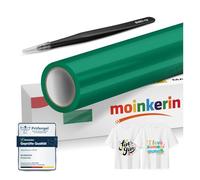 moinkerin Verde Vinile Termoadesivo per Tessuti con Pinza Acciaio Inox 30.5x200cm + Termovinile per Tessuto PVC per Magliette DIY e Altri Tessile