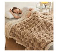 moismk Coperta Pile Matrimoniale/Singolo, Coperte Pelosa Letto Singolo in Microfibra Addensare,Super Morbida e Decorativa Copertine PIL(Khaki,100x120cm/39x47in)