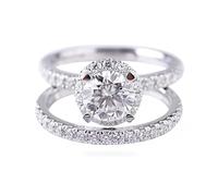 Moissanite Anello, Anello Donna Alone Oro Bianco 14 Carati Gioielli Di Moda per San Valentino Misura 16