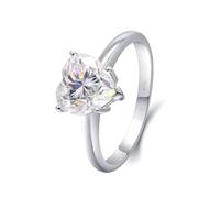 Moissanite Anello, Anello Donna Elegante Cuore Oro Bianco 18K con 3Ct Moissanite Taglia 12
